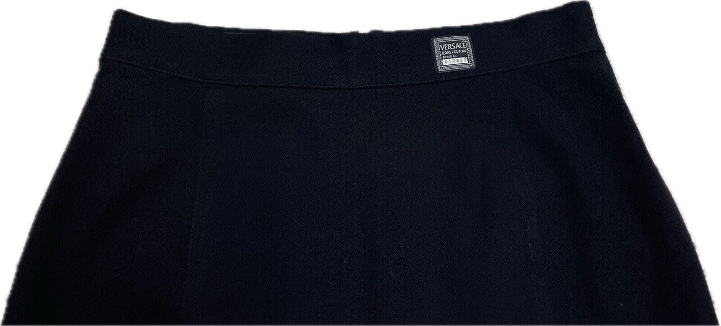 Versace Rock 40 M Damen Kleid Minirock Kostüm Frauen Schwarz Röcke Stretch Jeans
