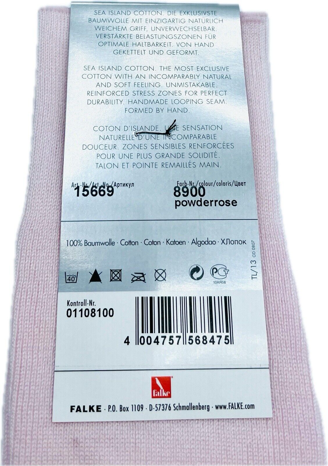 Falke No.13 Socken Gr 43-44 Herren Kniestrümpfe Strümpfe Rosa Sea Island Cotton
