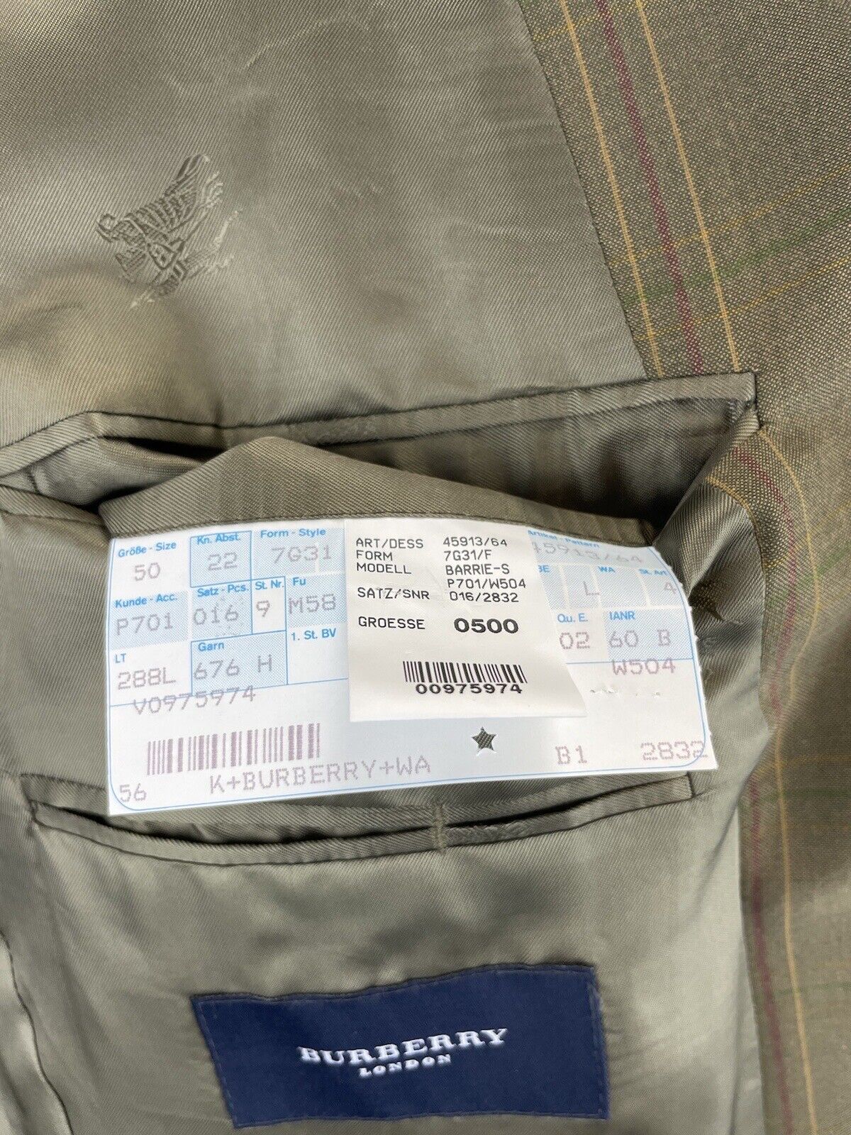 BURBERRY Sakko 50 Herren Jacke Männer Jackett Sakko Anzug Jagd Tweed Kariert Neu