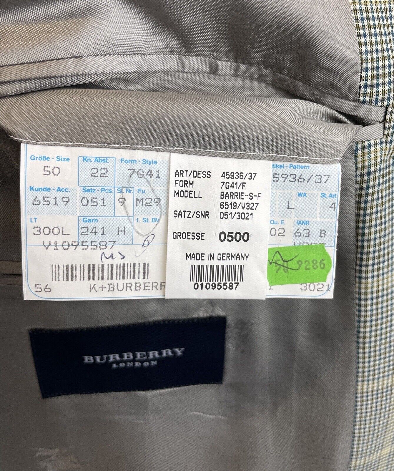 BURBERRY Sakko 50 Herren Jacke Männer Jackett Sakko Anzug Jagd Tweed Kariert Neu