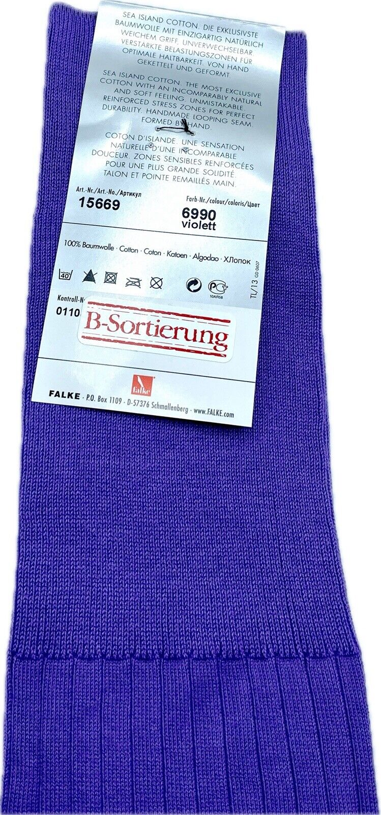 Falke No.13 Socken Gr 43-44 Herren Kniestrümpfe Strümpfe Lila Sea Island Cotton