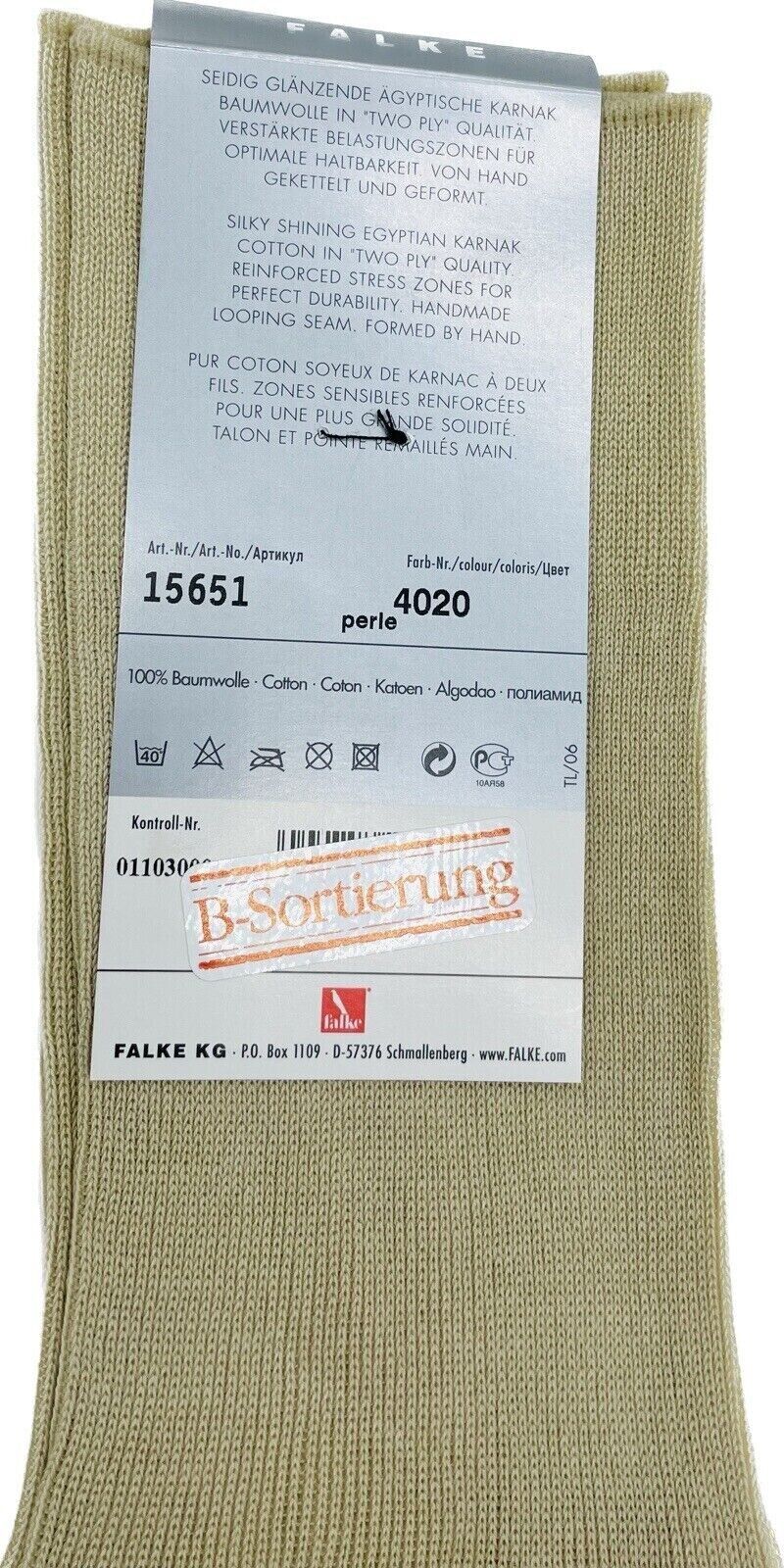 Falke No.9 Socken Gr 43-44 Herren Kniestrümpfe Strümpfe Beige FIL D´ECOSSE