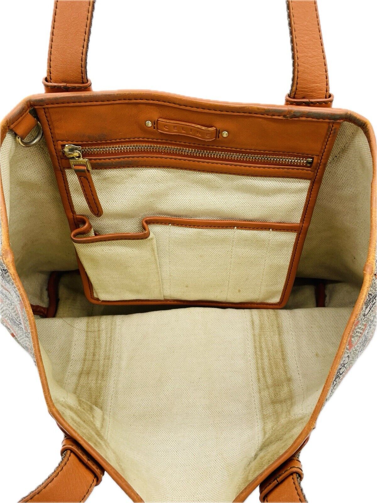 Celine Tote Bag Handtasche Macadam Canvas Damen Taschen Designer Vintage