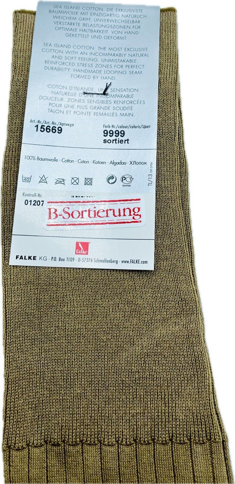 Falke No.13 Socken Gr 43-44 Herren Kniestrümpfe Strümpfe Braun Sea Island Cotton
