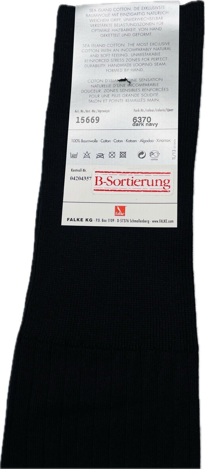 Falke No.13 Socken Gr 43-44 Herren Kniestrümpfe Strümpfe Blau Sea Island Cotton
