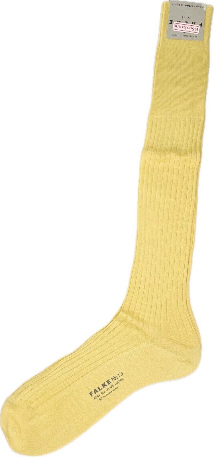Falke No.13 Socken Gr 43-44 Herren Kniestrümpfe Strümpfe Gelb Sea Island Cotton