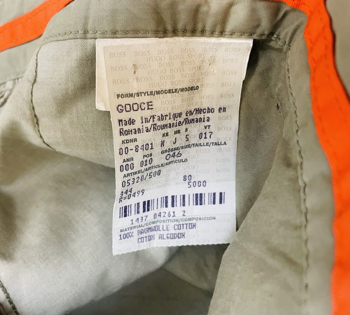 Hugo Boss Chino Gr. 46 Herren Hose Männer Hosen Jeans Orange Sommer Cargo