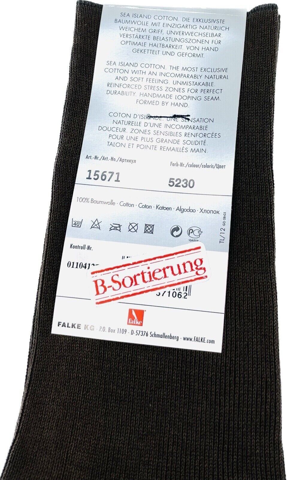 Falke No.13 Socken Gr 43-44 Herren Kniestrümpfe Strümpfe Braun Sea Island Cotton