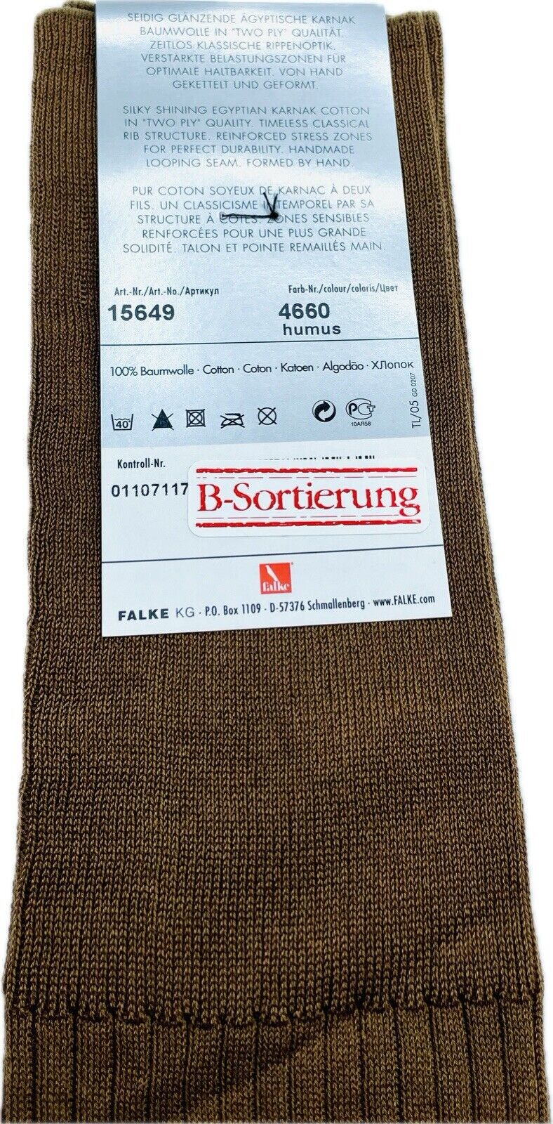 Falke No.10 Socken Gr. 43-44 Herren Kniestrümpfe Strümpfe Braun FIL D´ECOSSE