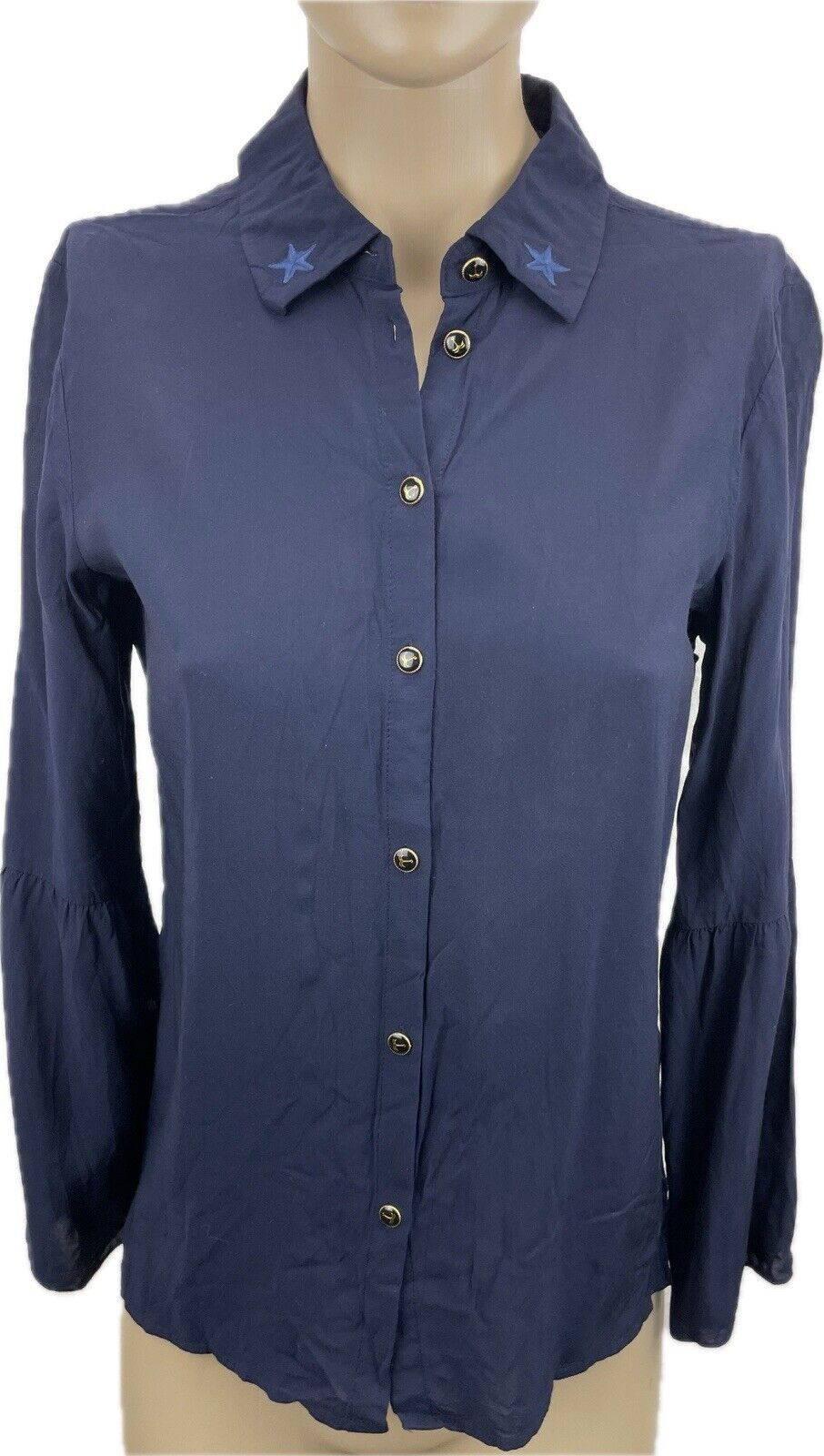 Scotch & Soda Bluse XS Damen Hemdbluse Sweatshirt Frauen Poloshirt Hemd Retro