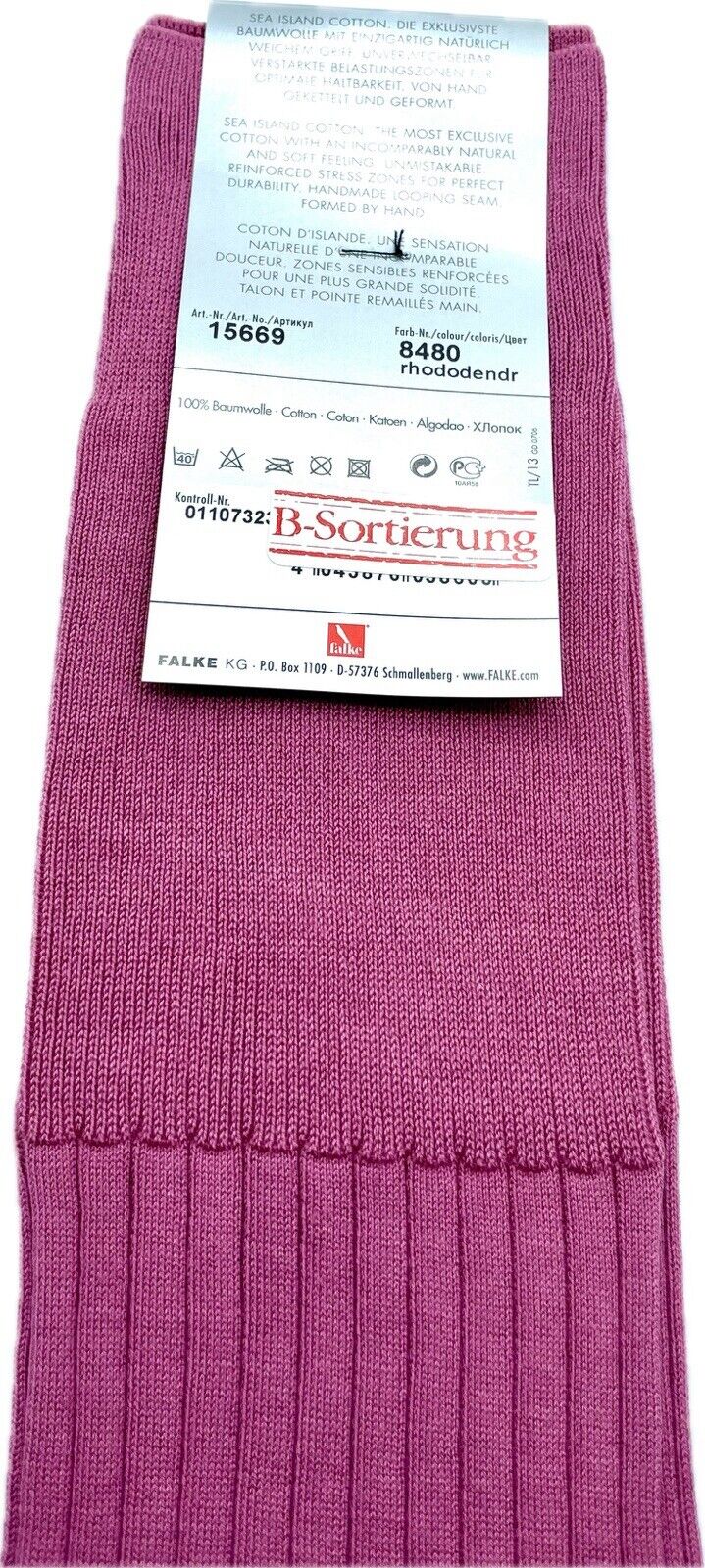 Falke No.13 Socken Gr 43-44 Herren Kniestrümpfe Strümpfe Rosa Sea Island Cotton