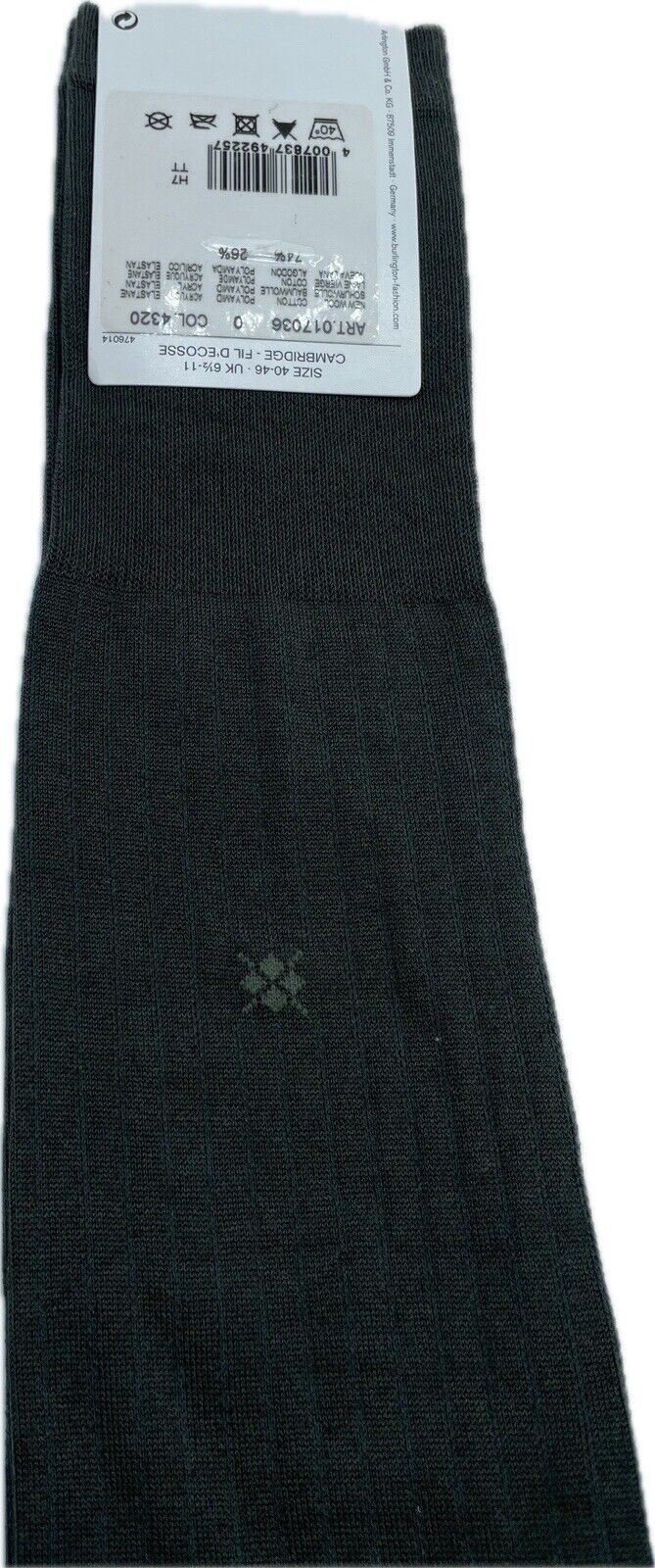 Burlington Socken Gr 40-46 Herren Kniestrümpfe Strümpfe Grau Sea Island Cotton