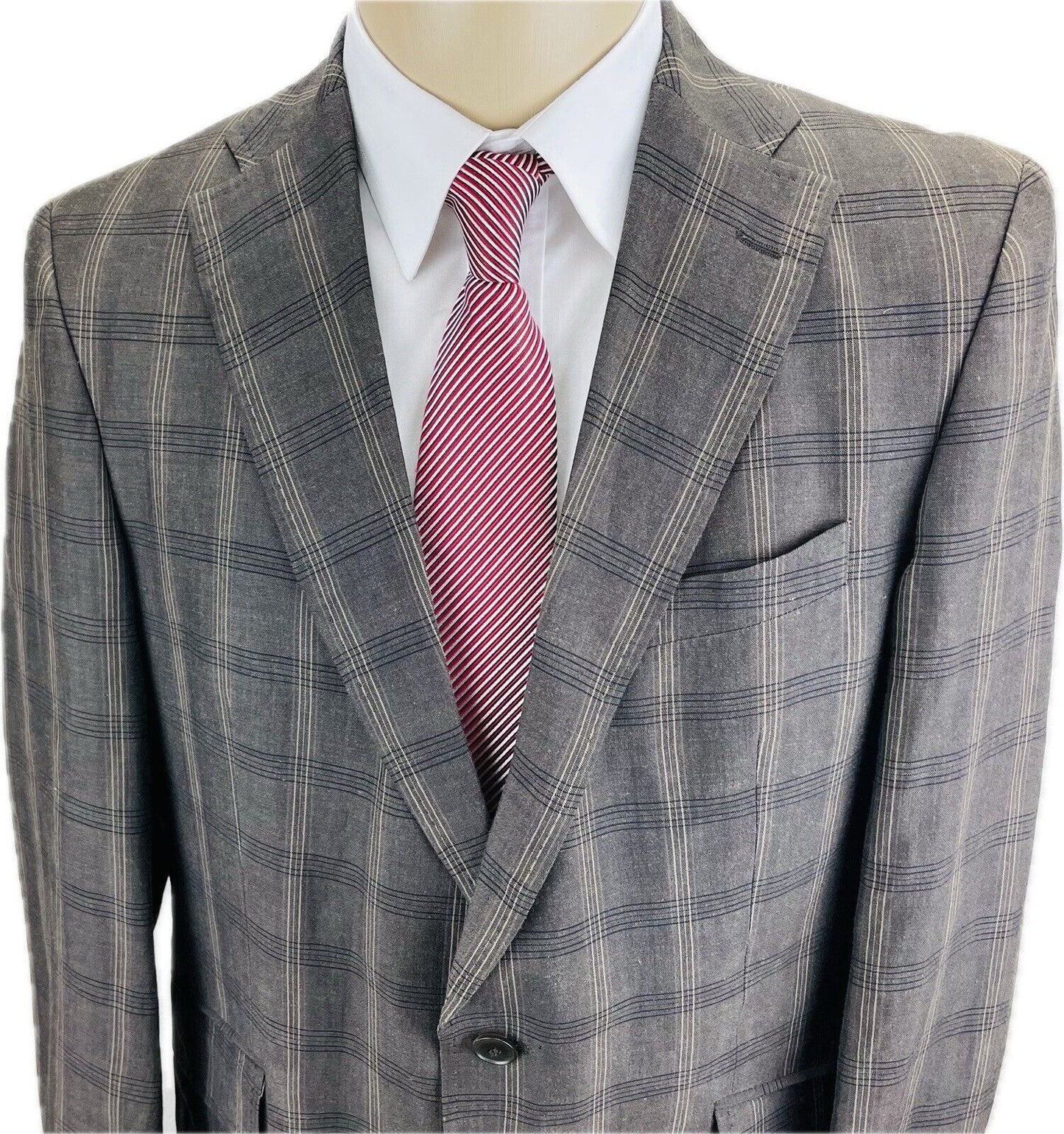 Joop! Leinensakko 50 Herren Sakko Jackett Jacke Anzug Jagd Blazer Kariert Leinen