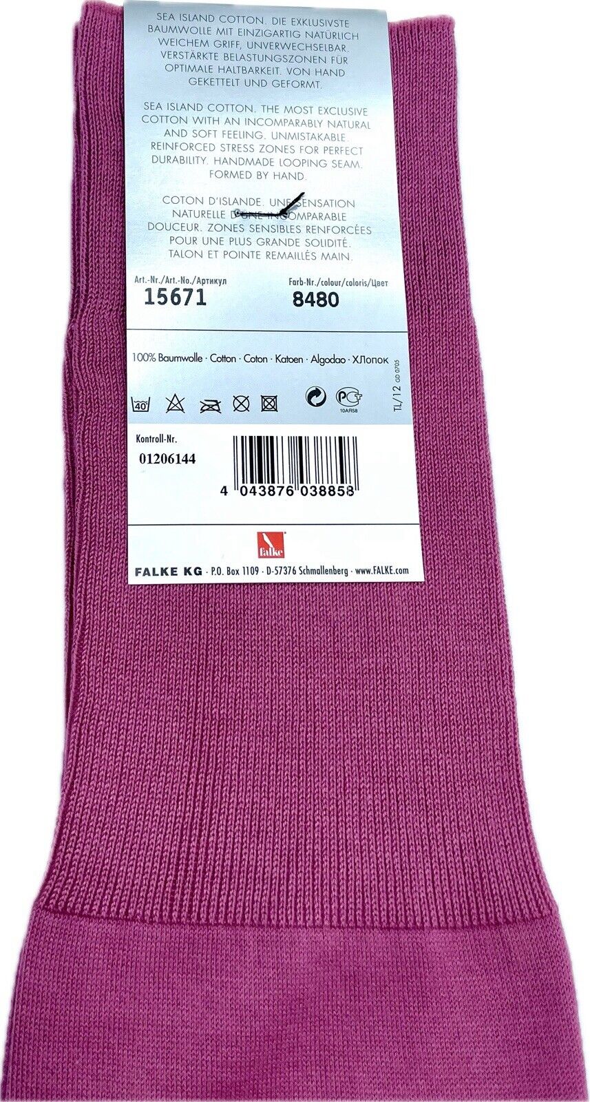 Falke No.13 Socken 45-46 Herren Kniestrümpfe Strümpfe Rosa Sea Island Cotton