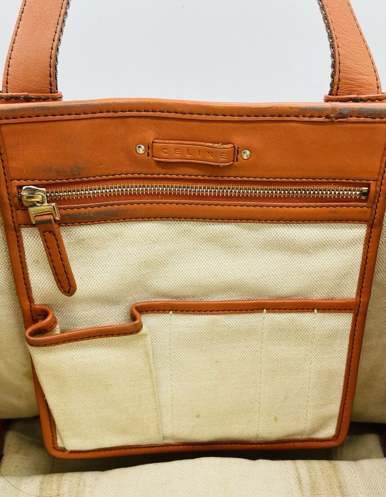 Celine Tote Bag Handtasche Macadam Canvas Damen Taschen Designer Vintage