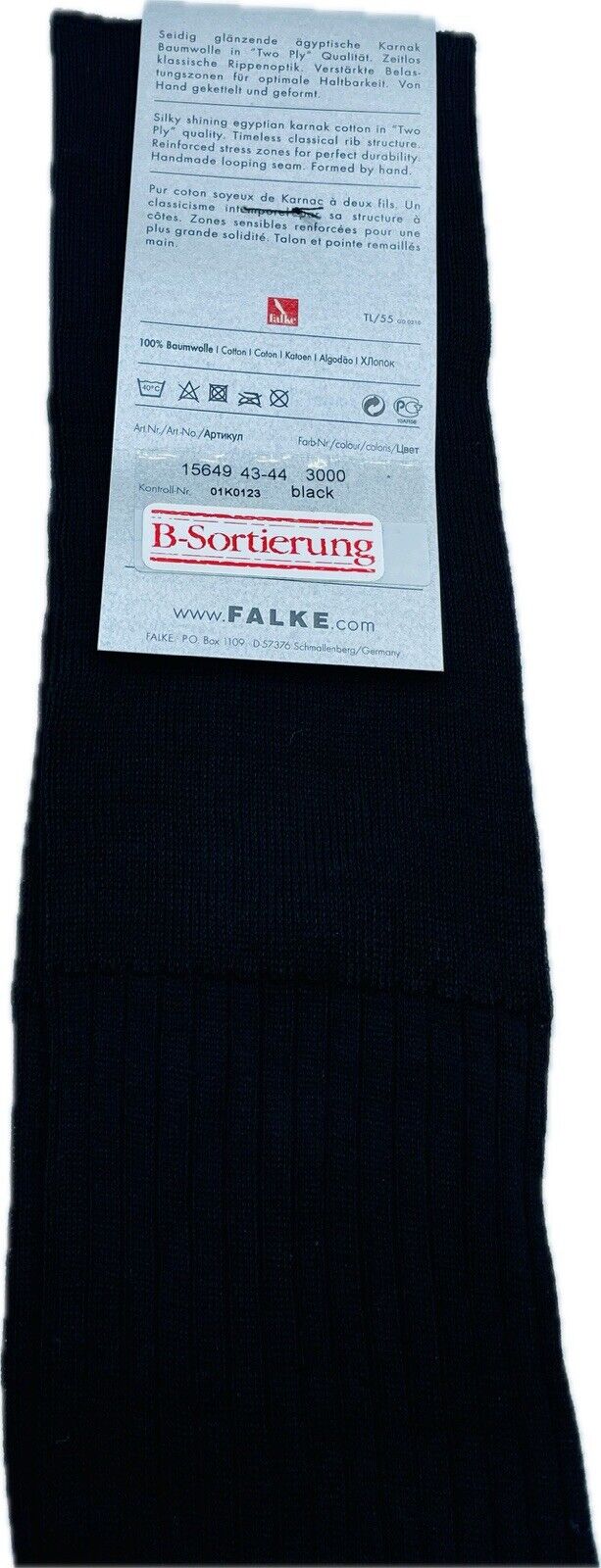 Falke No.10 Socken Gr. 43-44 Herren Kniestrümpfe Strümpfe Schwarz FIL D´ECOSSE