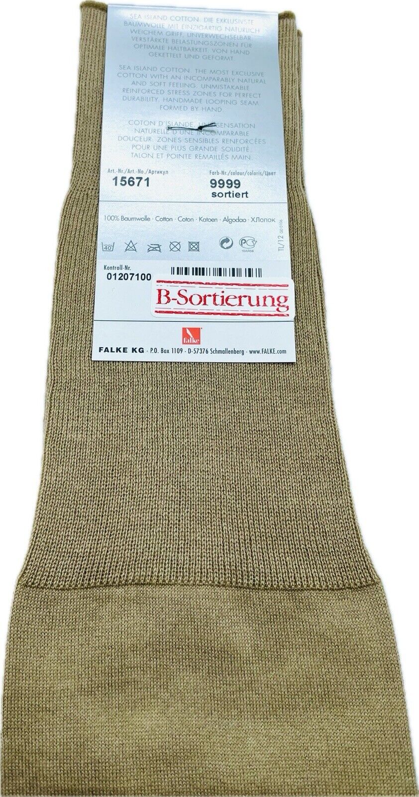 Falke No.12 Socken Gr 43-44 Herren Kniestrümpfe Strümpfe Braun Sea Island Cotton