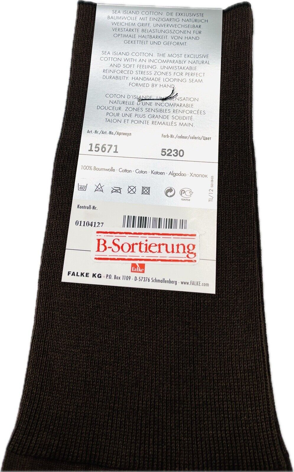 Falke No.12 Socken Gr 43-44 Herren Kniestrümpfe Strümpfe Braun Sea Island Cotton