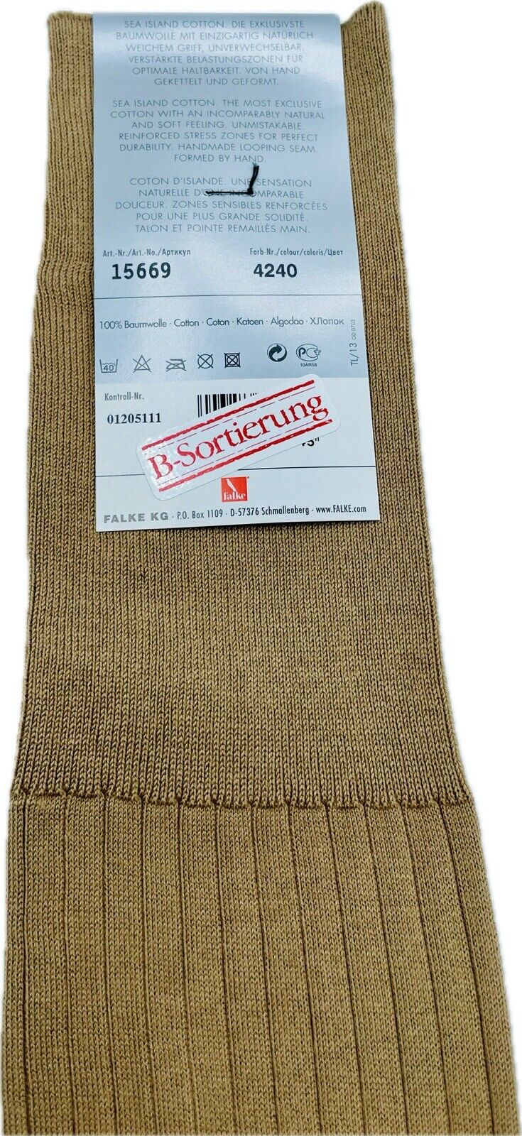 Falke No.13 Socken Gr 43-44 Herren Kniestrümpfe Strümpfe Braun Sea Island Cotton