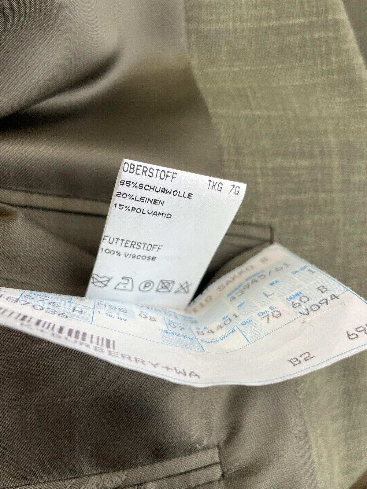 BURBERRY Leinensakko 50 Herren Jacke Männer Jackett Sakko Anzug Jagd Leinen Neu