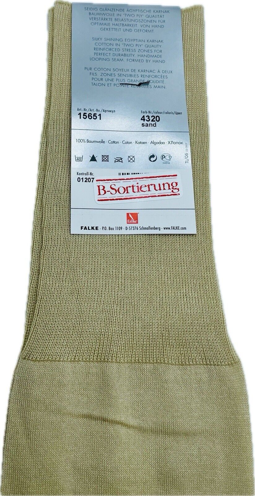 Falke No.9 Socken Gr. 43-44 Herren Kniestrümpfe Strümpfe Beige FIL D´ECOSSE