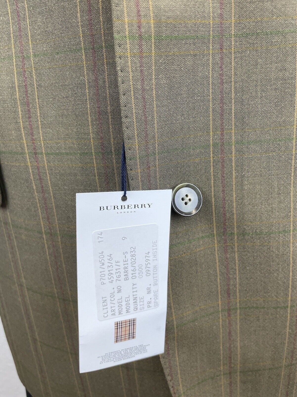 BURBERRY Sakko 50 Herren Jacke Männer Jackett Sakko Anzug Jagd Tweed Kariert Neu