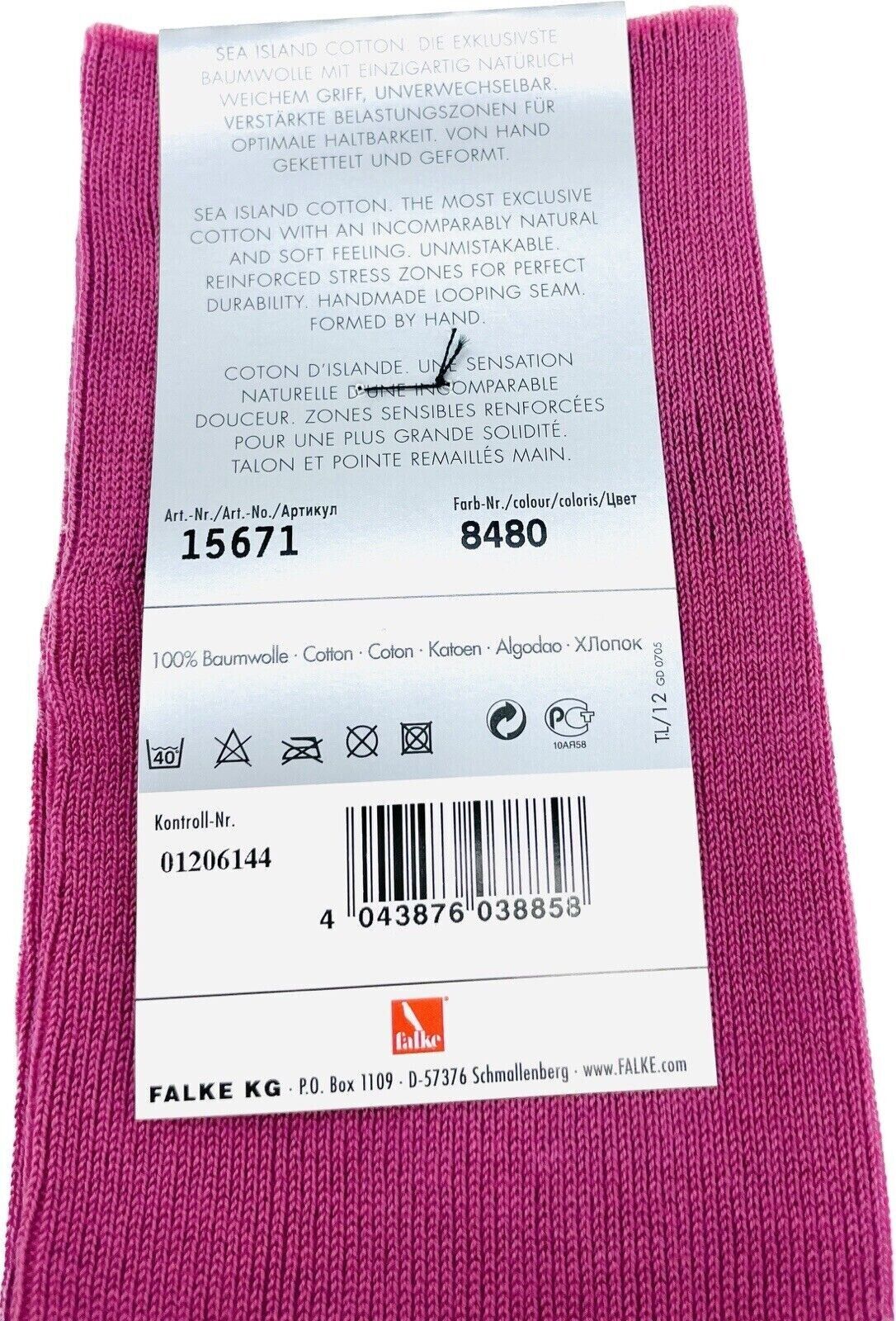 Falke No.12 Socken Gr 43-44 Herren Kniestrümpfe Strümpfe Rosa Sea Island Cotton