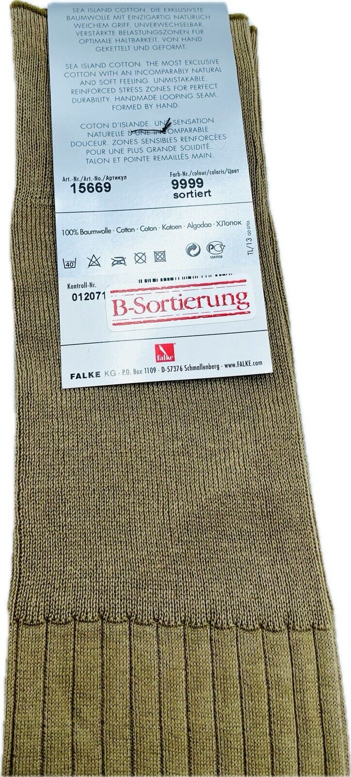 Falke No.13 Socken Gr 43-44 Herren Kniestrümpfe Strümpfe Braun Sea Island Cotton