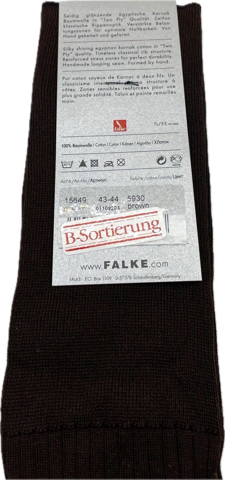 Falke No.10 Socken Gr. 43-44 Herren Kniestrümpfe Strümpfe Braun FIL D´ECOSSE