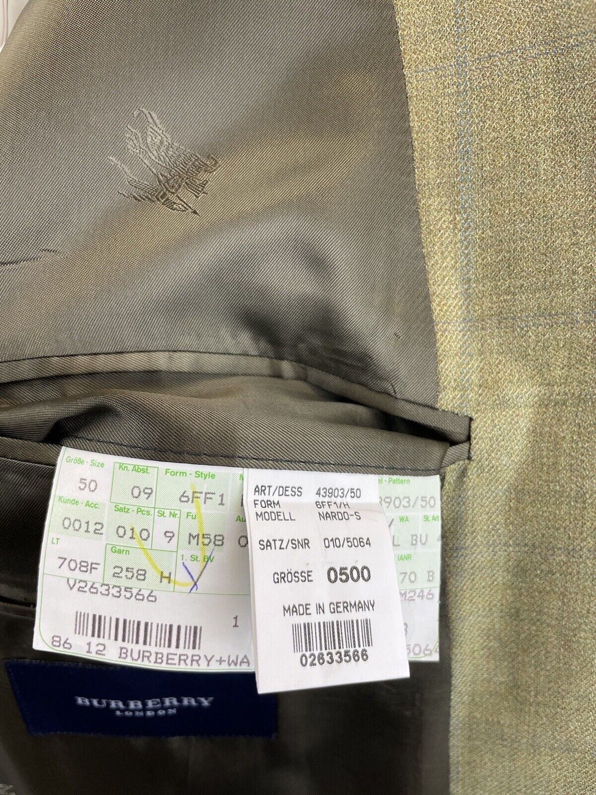 BURBERRY Tweedsakko 50 Herren Jacke Männer Jackett Sakko Anzug Jagd Tweed Neu