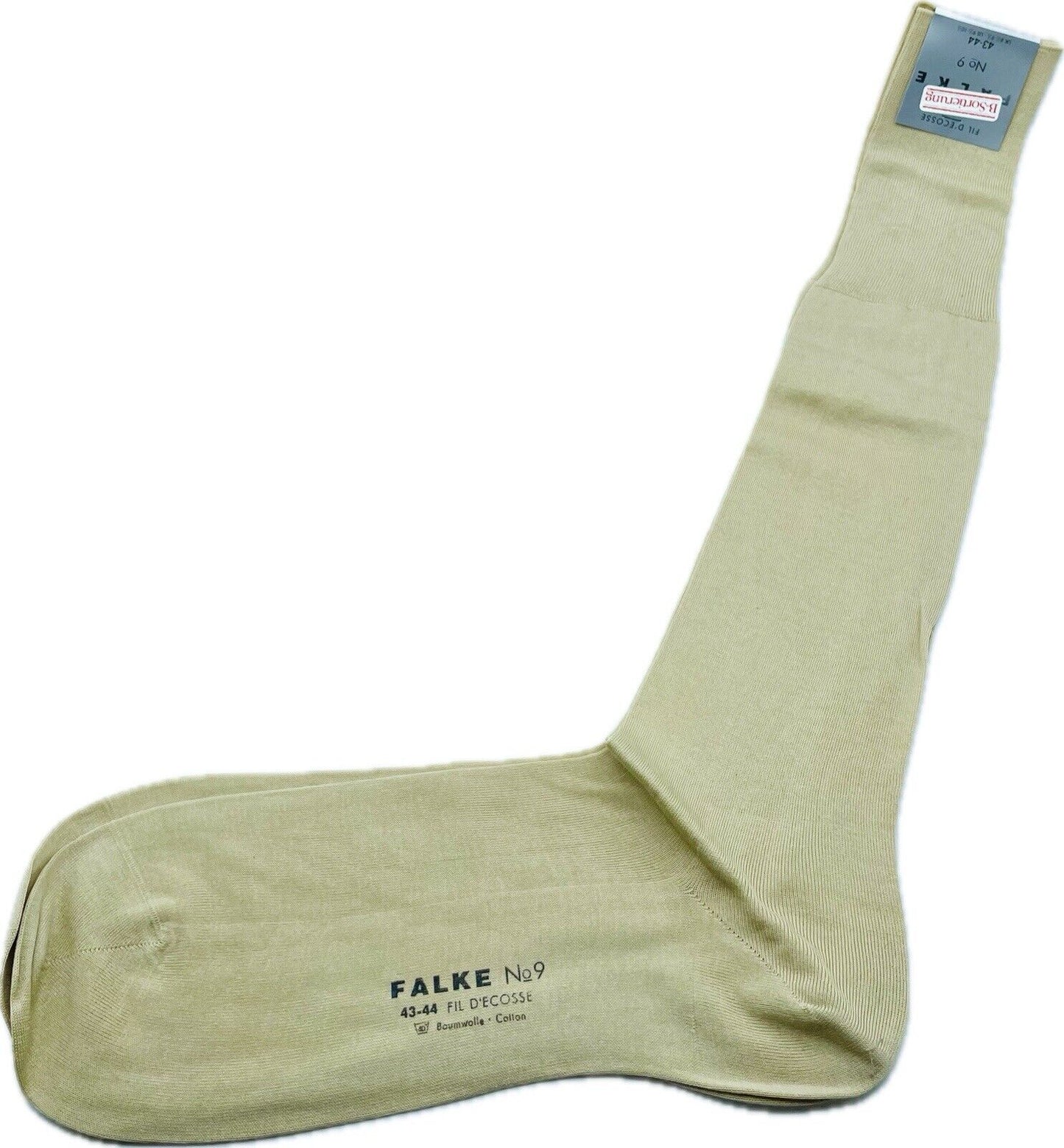 Falke No.9 Socken Gr. 43-44 Herren Kniestrümpfe Strümpfe Beige FIL D´ECOSSE