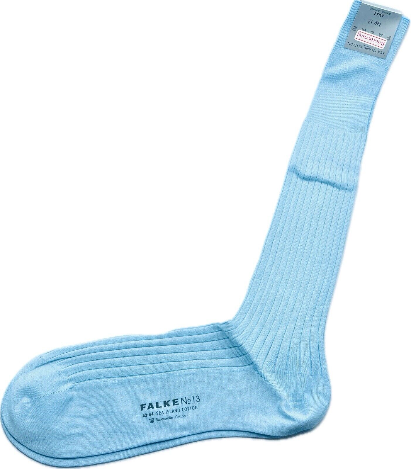 Falke No.13 Socken Gr 43-44 Herren Kniestrümpfe Strümpfe Blau Sea Island Cotton