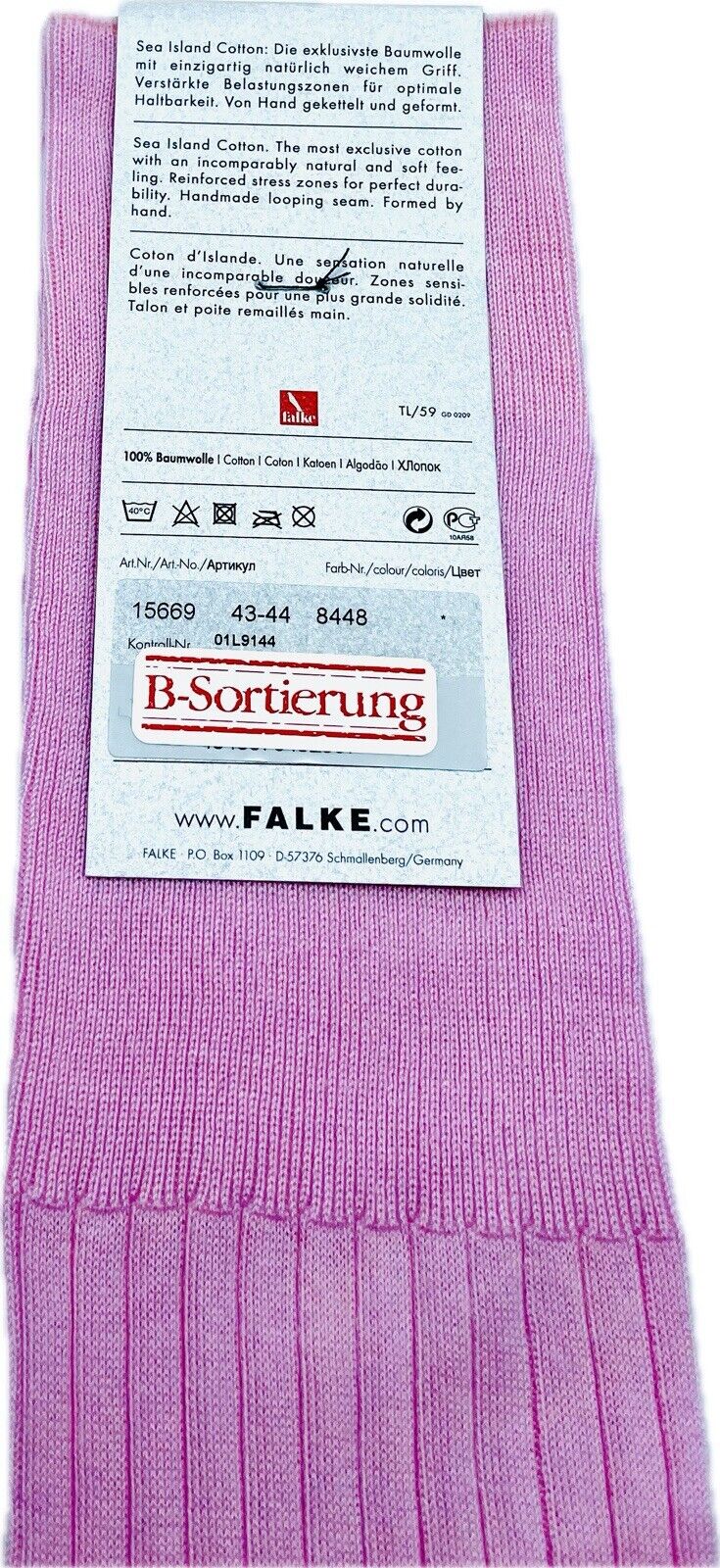 Falke No.13 Socken Gr 43-44 Herren Kniestrümpfe Strümpfe Rosa Sea Island Cotton