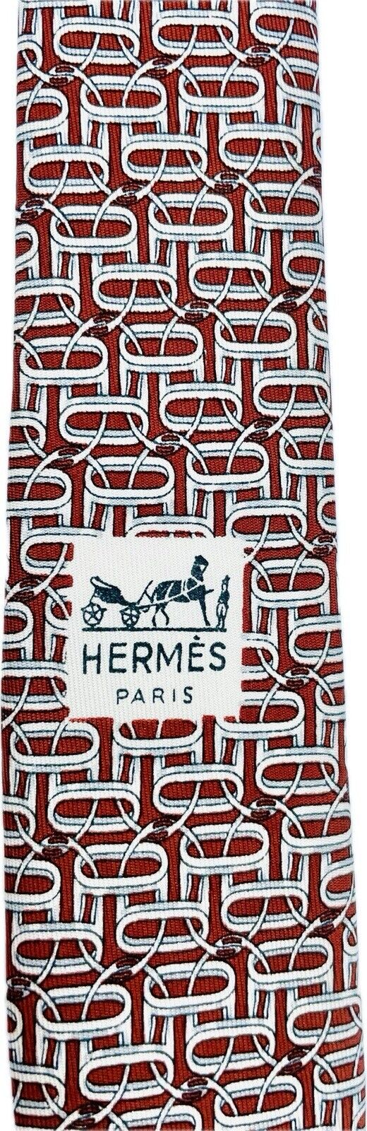 Hermès Paris Seidenkrawatte Herren Krawatten Binder Schlips Vintage Ketten Tie