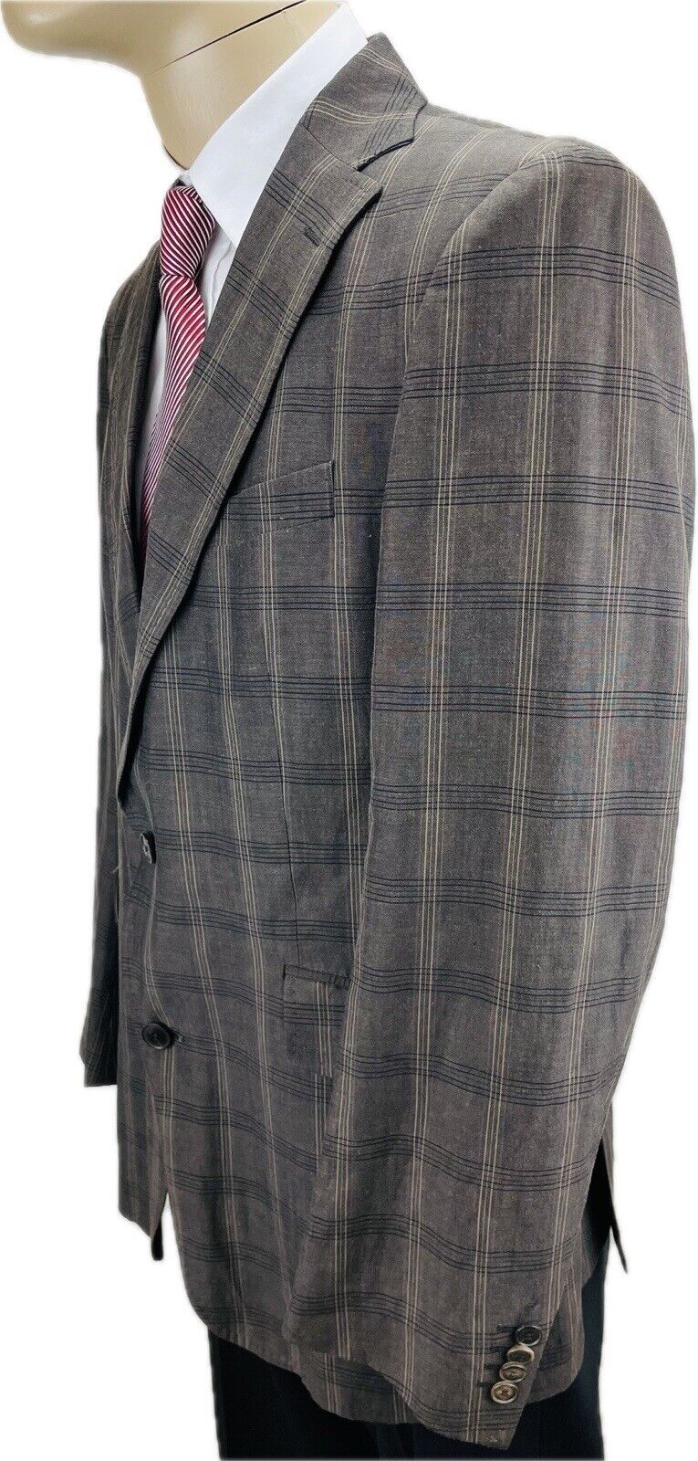 Joop! Leinensakko 50 Herren Sakko Jackett Jacke Anzug Jagd Blazer Kariert Leinen