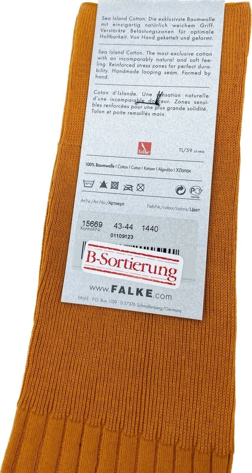 Falke No.13 Socken 43-44 Herren Kniestrümpfe Strümpfe Orange Sea Island Cotton