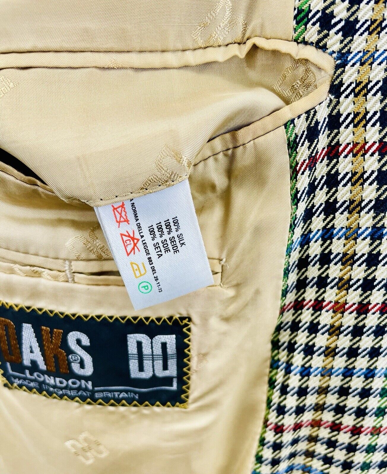 DAKS Sakko 54 Kariert Herren Tweed Jacke Jackett Seiden Sakko Anzug Jagd Vintage