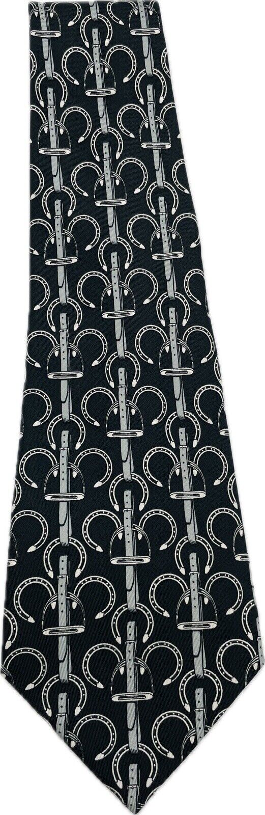 Hermès Paris Seidenkrawatte Herren Krawatten Binder Schlips Vintage Hufeisen Tie