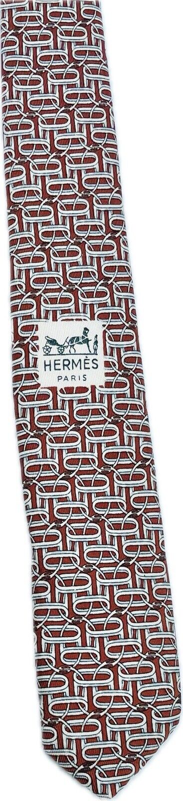 Hermès Paris Seidenkrawatte Herren Krawatten Binder Schlips Vintage Ketten Tie
