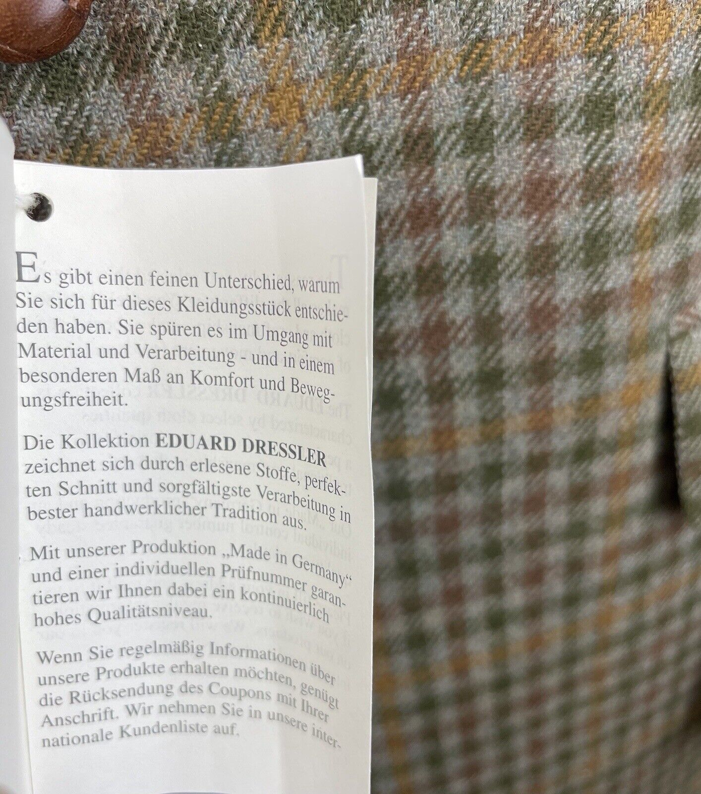 Eduard Dressler Tweedsakko 48 Herren Jacke Männer Jackett Sakko Anzug Jagd Tweed