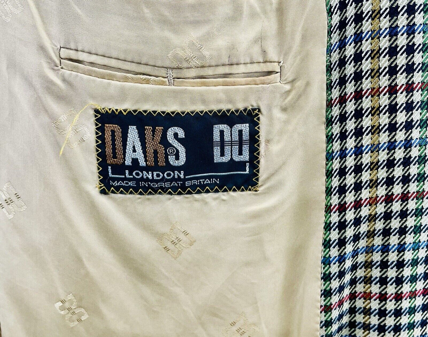 DAKS Sakko 54 Kariert Herren Tweed Jacke Jackett Seiden Sakko Anzug Jagd Vintage