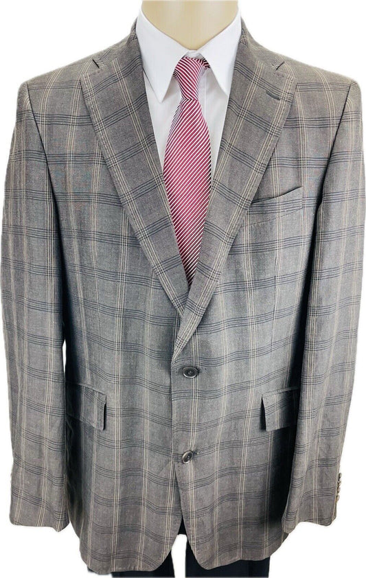 Joop! Leinensakko 50 Herren Sakko Jackett Jacke Anzug Jagd Blazer Kariert Leinen