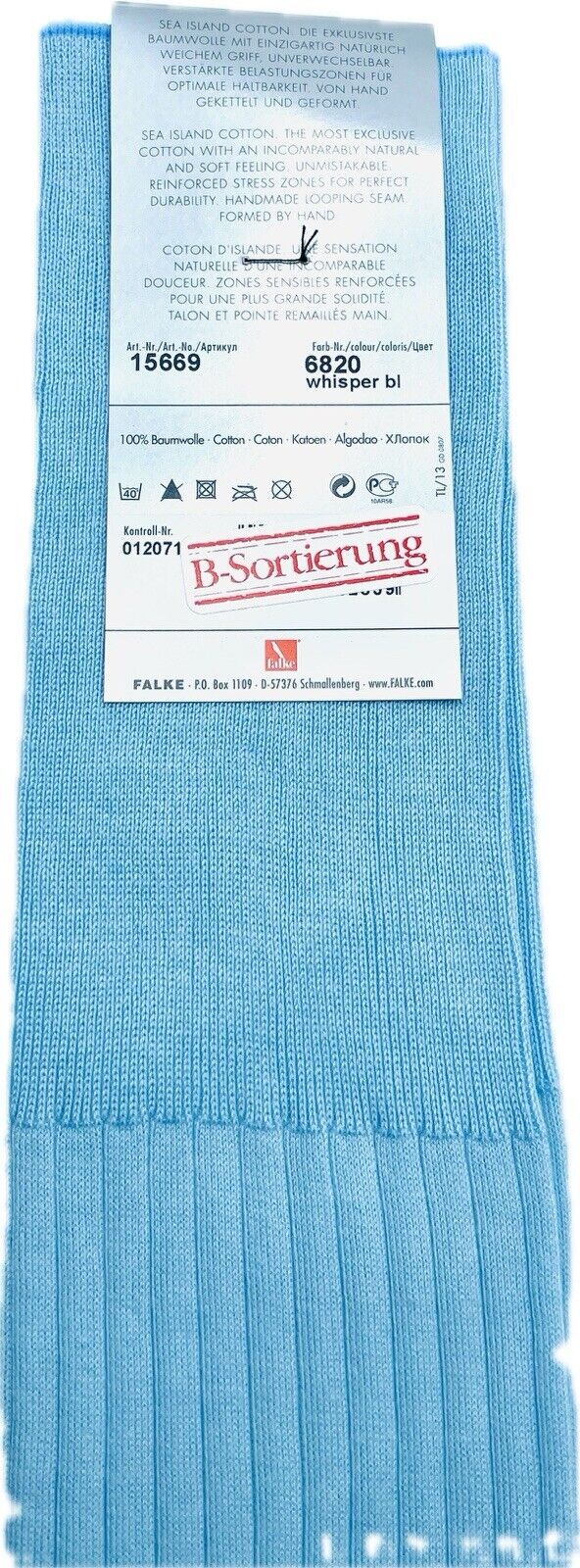 Falke No.13 Socken Gr 43-44 Herren Kniestrümpfe Strümpfe Blau Sea Island Cotton